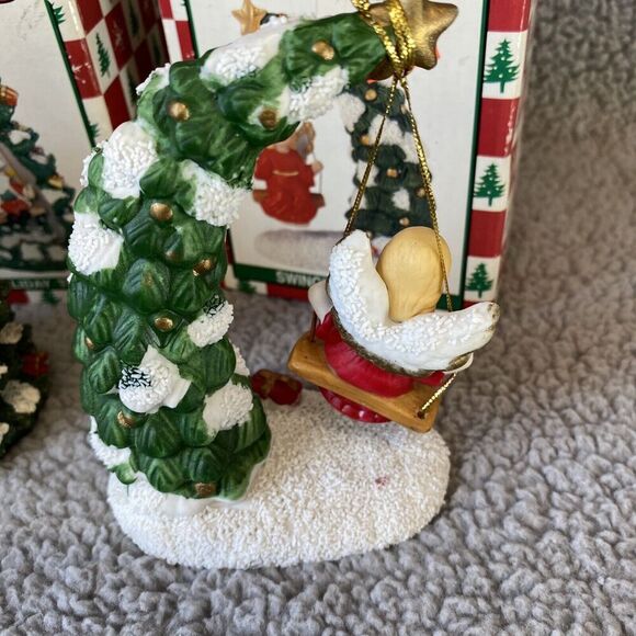 3 World Bazaars Holiday Collection Figurines Swinging Angel Cherub Holiday Tree - Picture 10 of 15